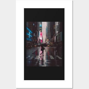 Woman in neon city Posters and Art